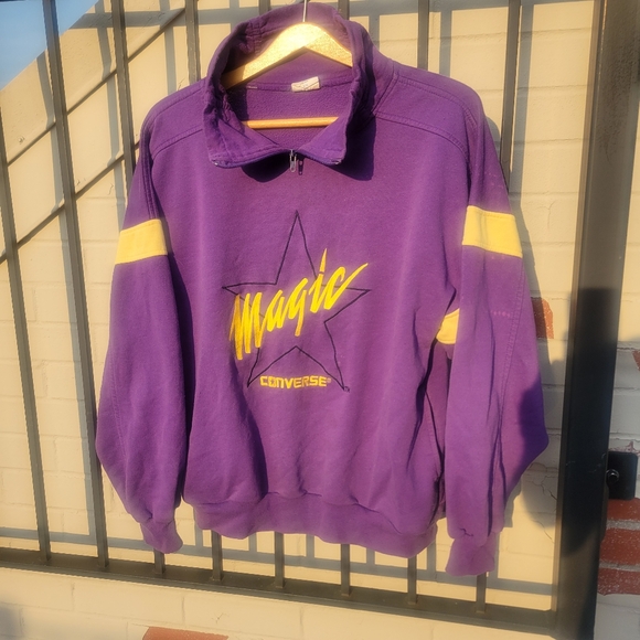 Vintage 80s converse weapon magic johnson la lakers basketball nba sweater men's - Picture 1 of 6